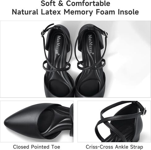 MaxMuxun Women's Ballet Flats Shoes Pointed Toe Low Heel Dress Shoes Comfortable Dressy Flats for Casual Wedding Office Party Business in Kuwait