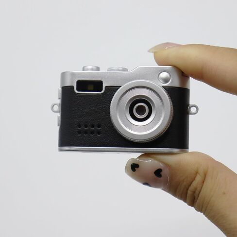 Retro Cartoon Leather Mini Camera with 0.96" Screen - 1080P Video, Built-in 16GB Storage, Type-C for Phone/PC File Access, Gift Packaging (Black) in Saudi Arabia