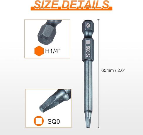 HARFINGTON Square Screwdriver Bit 1/4" Hex Shank SQ0 (2mm) Magnetic Head 2.6" Length S2 Steel 4-Point Screw Driver Bit for Repair Work Electric Screwdriver, Blue in Saudi Arabia