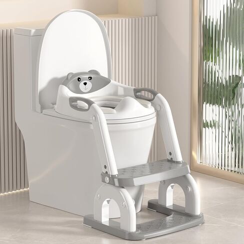 مقعد تدريب على المرحاض 2 في 1 مع سلم للأطفال الصغار، ارتفاع قابل للتعديل للتدريب على المرحاض، واقي من رذاذ الماء، وسادة مضادة للانزلاق للأولاد والبنات (أصفر وأزرق) in Kuwait