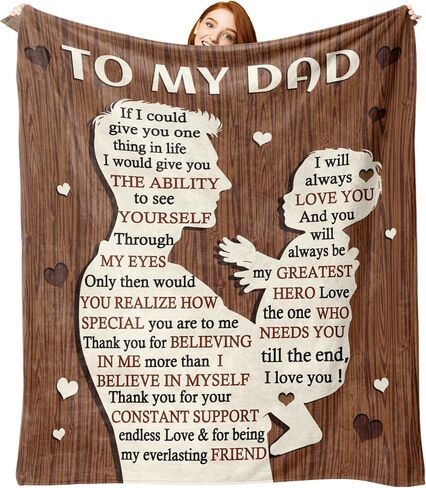 Gift for Dad from Daughter Son Flannel Throw Blanket, for Daddy, Birthday Ideas, Best Dad Ever Present for Men, Soft Farmhouse Bedding Sofa Blankets 50 x 60 in in Saudi Arabia