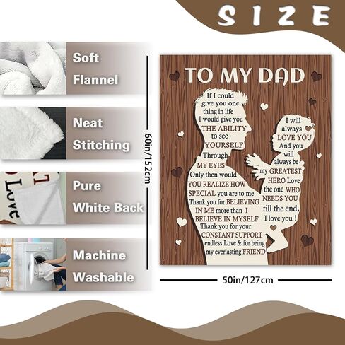 Gift for Dad from Daughter Son Flannel Throw Blanket, for Daddy, Birthday Ideas, Best Dad Ever Present for Men, Soft Farmhouse Bedding Sofa Blankets 50 x 60 in in Saudi Arabia