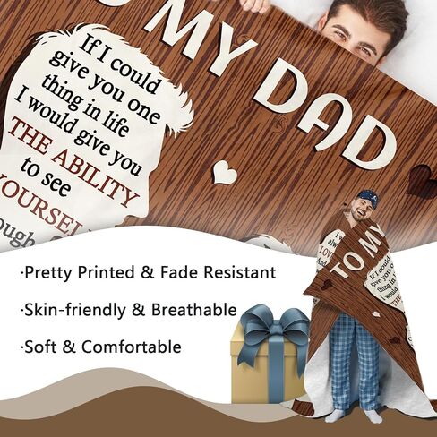 Gift for Dad from Daughter Son Flannel Throw Blanket, for Daddy, Birthday Ideas, Best Dad Ever Present for Men, Soft Farmhouse Bedding Sofa Blankets 50 x 60 in in Saudi Arabia