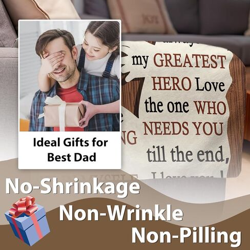 Gift for Dad from Daughter Son Flannel Throw Blanket, for Daddy, Birthday Ideas, Best Dad Ever Present for Men, Soft Farmhouse Bedding Sofa Blankets 50 x 60 in in Saudi Arabia