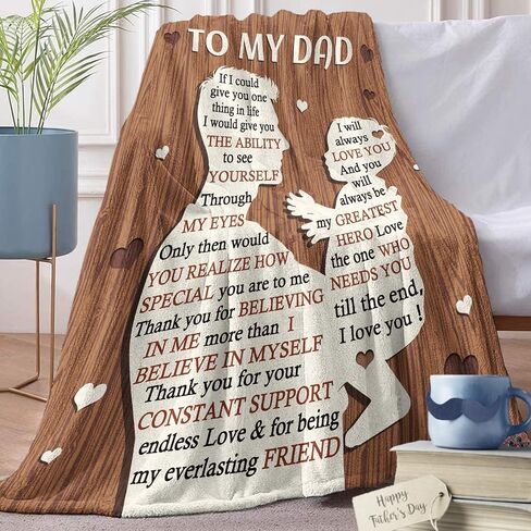 Gift for Dad from Daughter Son Flannel Throw Blanket, for Daddy, Birthday Ideas, Best Dad Ever Present for Men, Soft Farmhouse Bedding Sofa Blankets 50 x 60 in in Saudi Arabia
