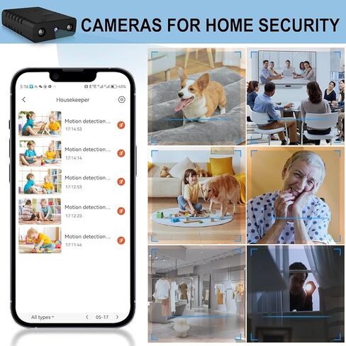 New Mini WiFi Security Camera, Black, 1080P HD Indoor Surveillance Camera with Night Vision, Motion Detection, App Control, Loop Recording for Baby Monitoring in Saudi Arabia