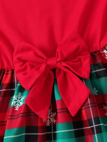 Toddler Girl Christmas Dresses Long Sleeve Plaid Casual Dresses A-Line Red Bow Holiday Outfits 4-7T in Saudi Arabia