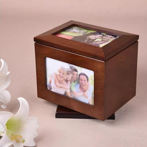 Wooden Cube Photo Box, Insert Album Storage Box, with 5 Pull Out Albums, Can Hold 100 Photos - 6x4 Inch Photos, Decorative Memory Box for Weddings Anniversaries in Saudi Arabia