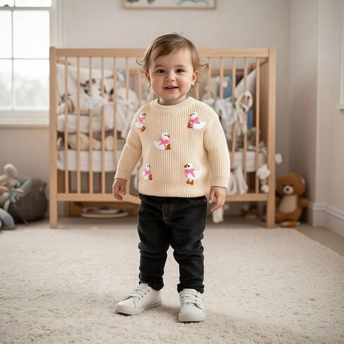 Infant Baby Girl Boy Sweater Baby Crewneck Pullover Sweater Toddler Girl Knit Sweatshirt Warm Fall Winter Clothes in Saudi Arabia