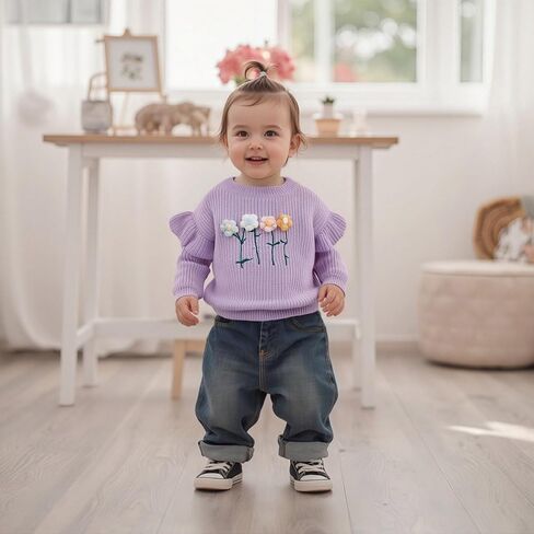 Infant Baby Girl Boy Sweater Baby Crewneck Pullover Sweater Toddler Girl Knit Sweatshirt Warm Fall Winter Clothes in Saudi Arabia