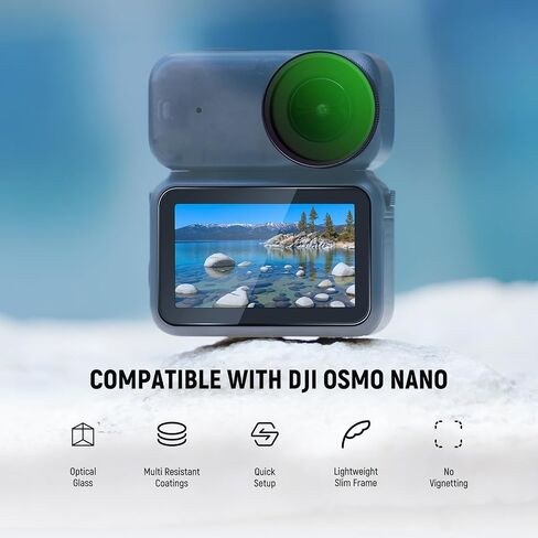 NEEWER Black Diffusion 1/4 Filter Compatible with DJI Osmo Nano, Screw On Action Camera Lens Filter Multicoated Optical Glass Photography Accessories with Tempered Glass Screen Protector in Saudi Arabia