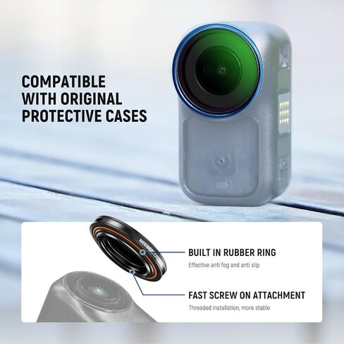NEEWER Black Diffusion 1/4 Filter Compatible with DJI Osmo Nano, Screw On Action Camera Lens Filter Multicoated Optical Glass Photography Accessories with Tempered Glass Screen Protector in Saudi Arabia