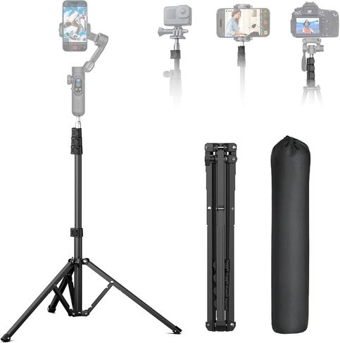 AOCHUAN 155cm Lightweight Extendable Phone Tripod for iPhone, Adjustable 14.5"-60.1" Photography Phone Stand, Portable & Stable Travel Tripod for Smartphone, Video Recording, Live Streaming in Saudi Arabia