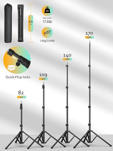 AOCHUAN 155cm Lightweight Extendable Phone Tripod for iPhone, Adjustable 14.5"-60.1" Photography Phone Stand, Portable & Stable Travel Tripod for Smartphone, Video Recording, Live Streaming in Saudi Arabia