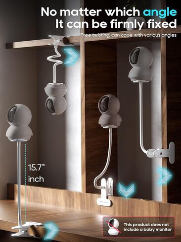 Baby Monitor Mount - Universal Adjustable Baby Camera Clip Mount for Nanit, Hello Baby, Nanit Pro, Kasa & Most Baby Monitors, Attaches to Crib Cot Shelves or Furniture in Saudi Arabia