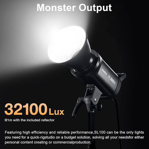 Godox SL100D 100W LED Video Light 5600K Continuous Lighting White Version, CRI≥96 TLCI≥97, 8 FX Lighting Effects,Godox SL100 D Bowens Mount Studio Light for Video Shooting, Photography (Godox SL100D) in Saudi Arabia