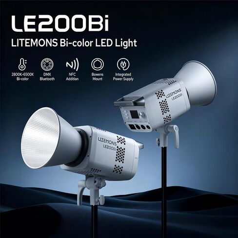 Godox LE200Bi 220W Bicolor LED Video Light, 57700Lux@1M with APP Control, 2800K-6500K CRI98+ Studio Bright Light with 11 FX Effects, 0-100% Brightness Bowens Mount LED in Saudi Arabia