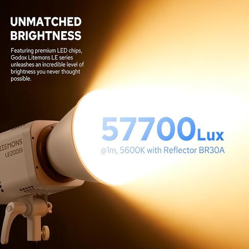 Godox LE200Bi 220W Bicolor LED Video Light, 57700Lux@1M with APP Control, 2800K-6500K CRI98+ Studio Bright Light with 11 FX Effects, 0-100% Brightness Bowens Mount LED in Saudi Arabia