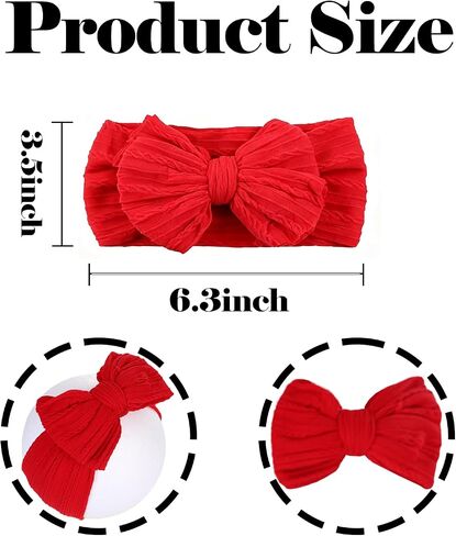 Baby Bows Headbands Soft Nylon Handmade Hair Accessories for Newborn Infant Toddler Kids (3 Mixed White, Large) in Saudi Arabia