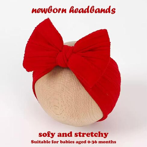Baby Bows Headbands Soft Nylon Handmade Hair Accessories for Newborn Infant Toddler Kids (3 Mixed White, Large) in Saudi Arabia