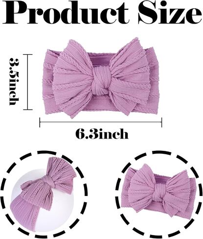 Baby Bows Headbands Soft Nylon Handmade Hair Accessories for Newborn Infant Toddler Kids (3 Mixed White, Large) in Saudi Arabia