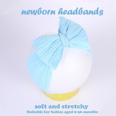 Baby Bows Headbands Soft Nylon Handmade Hair Accessories for Newborn Infant Toddler Kids (3 Mixed White, Large) in Saudi Arabia