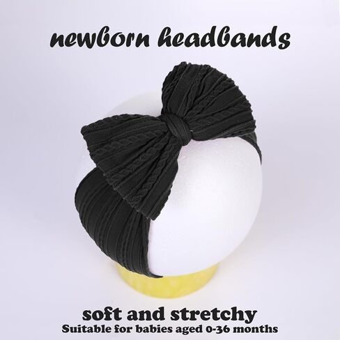 Baby Bows Headbands Soft Nylon Handmade Hair Accessories for Newborn Infant Toddler Kids (3 Mixed White, Large) in Saudi Arabia