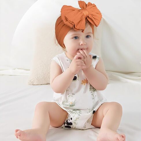 Baby Bows Headbands Soft Nylon Handmade Hair Accessories for Newborn Infant Toddler Kids (3 Mixed White, Large) in Saudi Arabia