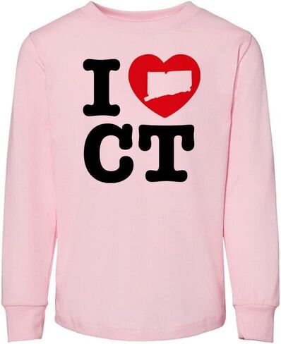 I Love Connecticut Toddler Kids Long Sleeve T-Shirt 5T Light Pink in Saudi Arabia
