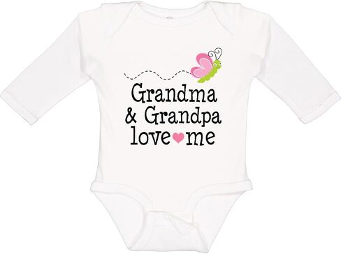 inktastic Grandma and Grandpa Love Me Granddaughter Long Sleeve Creeper in Saudi Arabia