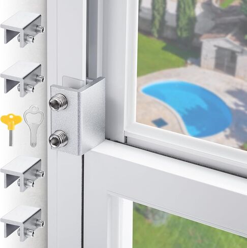 Sliding Window Locks,for Horizontal Sliding Windows,Window Security Lock with Key,Adjustable Aluminum Easv to Install Window Stopper,Window Locks for Up and Down Windows (10 Sets Silver) in Saudi Arabia