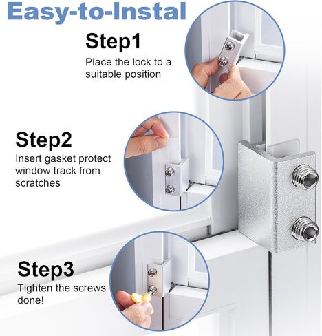 Sliding Window Locks,for Horizontal Sliding Windows,Window Security Lock with Key,Adjustable Aluminum Easv to Install Window Stopper,Window Locks for Up and Down Windows (10 Sets Silver) in Saudi Arabia