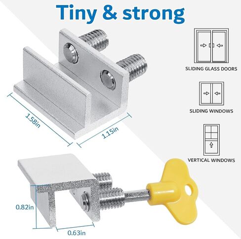 Sliding Window Locks,for Horizontal Sliding Windows,Window Security Lock with Key,Adjustable Aluminum Easv to Install Window Stopper,Window Locks for Up and Down Windows (10 Sets Silver) in Saudi Arabia