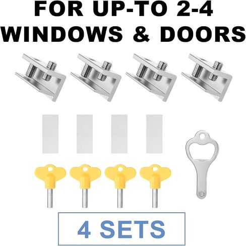Sliding Window Locks,for Horizontal Sliding Windows,Window Security Lock with Key,Adjustable Aluminum Easv to Install Window Stopper,Window Locks for Up and Down Windows (10 Sets Silver) in Saudi Arabia