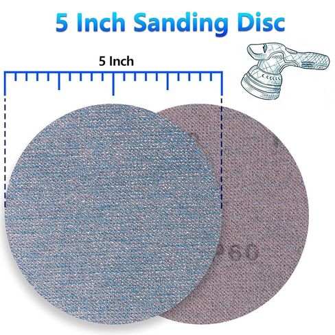 أقراص صنفرة شبكية من السيراميك الفاخر مقاس 5 بوصات، 50 قطعة، 80/120/180/240/320 حبيبة، خطاف وحلقة خالية من الغبار، قرص ورق صنفرة دائري مضاد للانسداد لصنفرة مدارية عشوائية in Kuwait