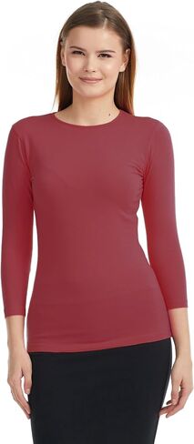 ESTEEZ Womens 3/4 Sleeve Cotton Snug Fit High Neck Base Layering T-Shirt in Saudi Arabia