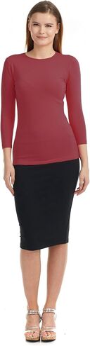 ESTEEZ Womens 3/4 Sleeve Cotton Snug Fit High Neck Base Layering T-Shirt in Saudi Arabia