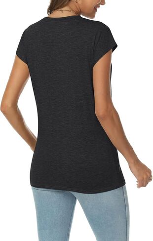 Womens Summer Tops Cap Sleeve V Neck T Shirts 2025 Beach Vacation Fashion Dressy Business Casual Outfits Spring Boho Clothes in Saudi Arabia