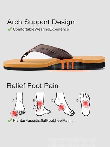 Men's Flip Flop Sandals Arch Support Yoga Mat Beach Sandals Slip On Walking Slides Slippers in Saudi Arabia