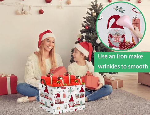 Large Christmas Holiday Baskets for Gifts Empty Cute Women Families Collapsible Storage Bin (Red Gnome Blue Flower) in Saudi Arabia