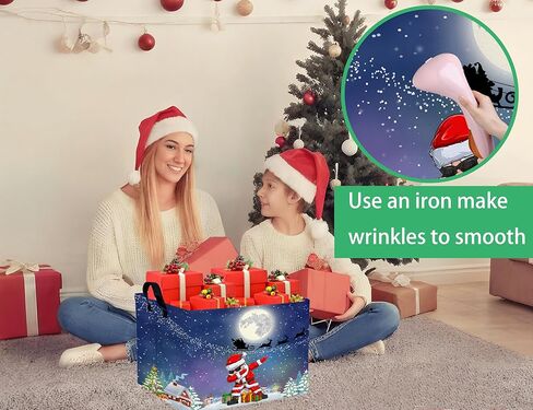 سلال كبيرة لعطلة عيد الميلاد للهدايا، صندوق تخزين قابل للطي للعائلات والنساء الفارغة (زهرة زرقاء جنوم حمراء) in Kuwait