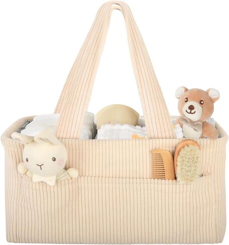 Baby Diaper Caddy Organizer – Nursery Storage Basket for Newborn Essentials, Car & Travel, Baby Shower Gifts and Registry Must-Have, Beige in Kuwait