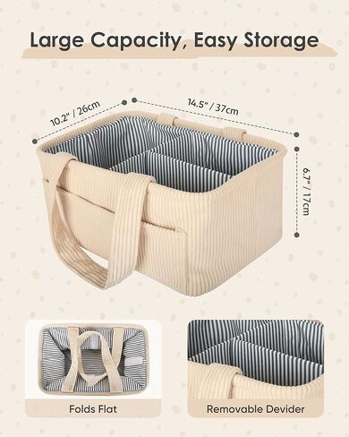 Baby Diaper Caddy Organizer – Nursery Storage Basket for Newborn Essentials, Car & Travel, Baby Shower Gifts and Registry Must-Have, Beige in Kuwait