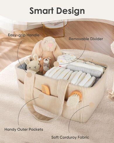 Baby Diaper Caddy Organizer – Nursery Storage Basket for Newborn Essentials, Car & Travel, Baby Shower Gifts and Registry Must-Have, Beige in Kuwait