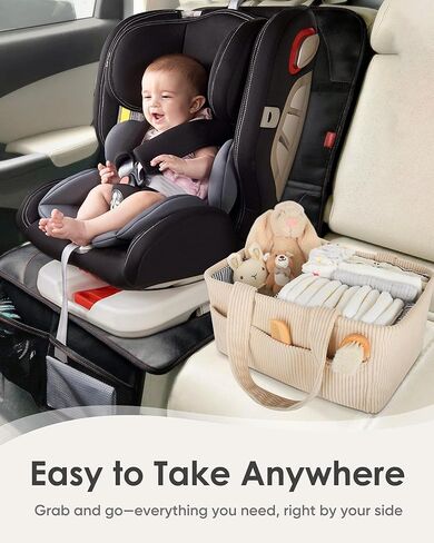 Baby Diaper Caddy Organizer – Nursery Storage Basket for Newborn Essentials, Car & Travel, Baby Shower Gifts and Registry Must-Have, Beige in Kuwait