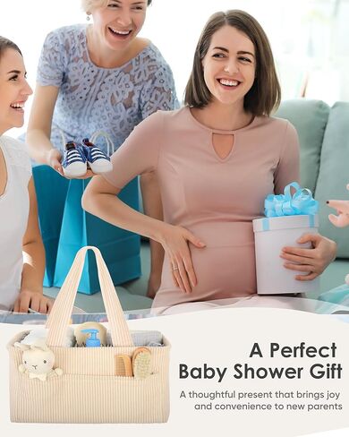 Baby Diaper Caddy Organizer – Nursery Storage Basket for Newborn Essentials, Car & Travel, Baby Shower Gifts and Registry Must-Have, Beige in Kuwait
