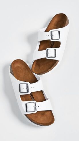صنادل أريزونا النسائية من Birkenstock - ضيق، أبيض/أبيض، 9 متوسط ​​أمريكي in Saudi Arabia