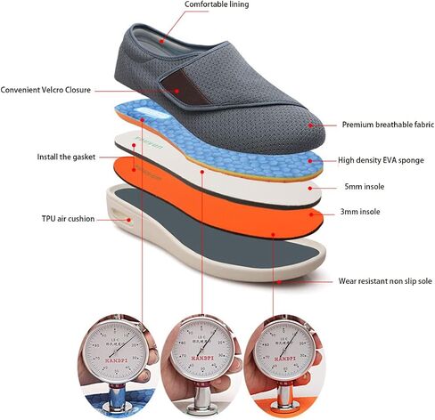 Men Women Edema Shoes, Memory Foam Diabetic Slipper Unisex Outdoor Indoor Orthopaedic Slippers Anti-Skid Wide Fit Swollen Feet Shoes in Saudi Arabia