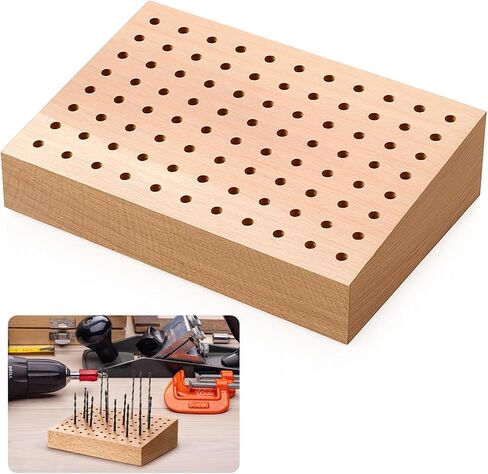 1/8'' to 3/32'' Shank Bur Holder Stand Wood Rotary Tool Bit Holder Small Drill Bits Organizer Cutting Polishing Buffing Wheel Storage Jewelry Making Tool Block with 88 Holes in 4 mm Diameter in Saudi Arabia
