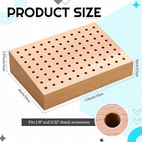 1/8'' to 3/32'' Shank Bur Holder Stand Wood Rotary Tool Bit Holder Small Drill Bits Organizer Cutting Polishing Buffing Wheel Storage Jewelry Making Tool Block with 88 Holes in 4 mm Diameter in Saudi Arabia